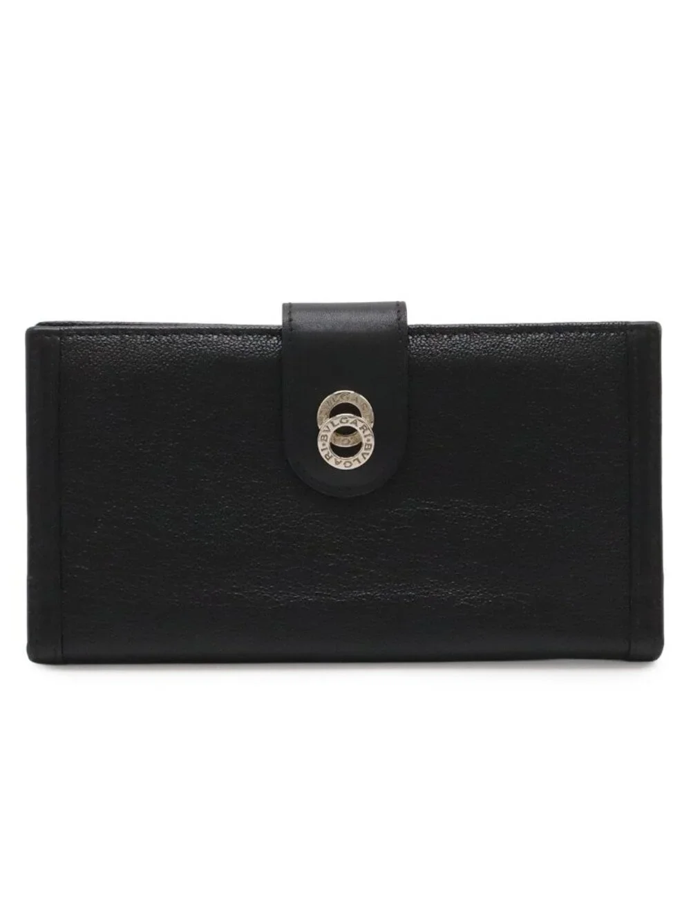 Bvlgari Doppiotondo Bifold Wallet Leather Black Silver